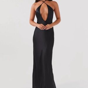 Peppermayo Black Plunge Maxi Dress